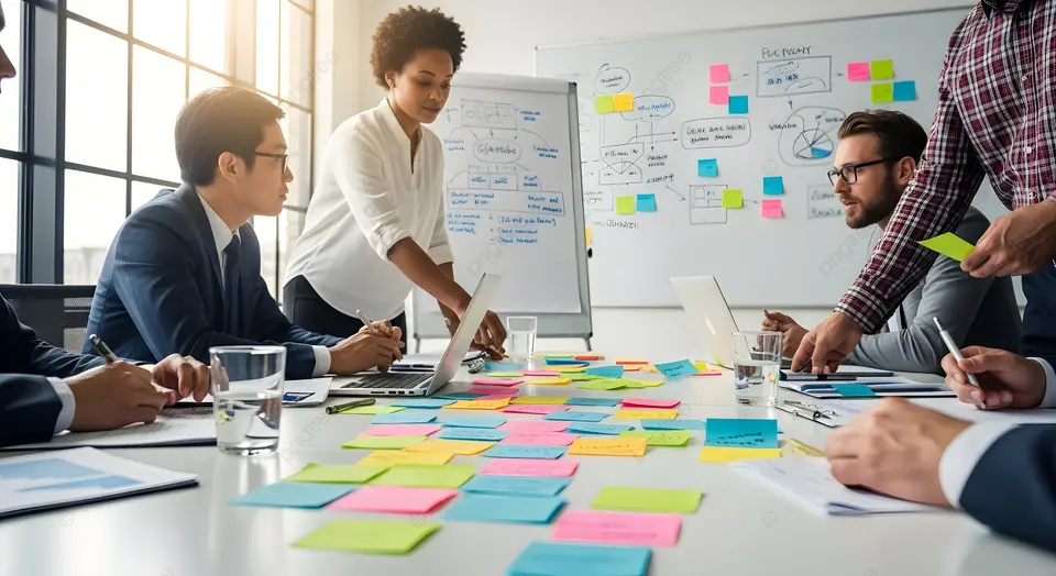 Shows leaders actively working through strategy together